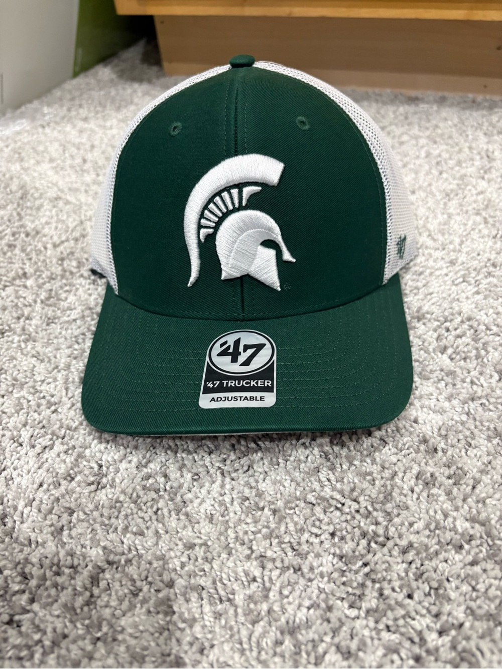 47 brand Green and White Trucker Hat michigan state Spartan snapback
